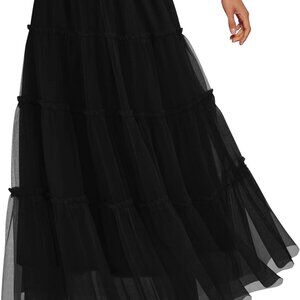 Tulle Skirts for Women 2025 Fall Fashion Elastic High Waisted Tiered Flowy A-Lin